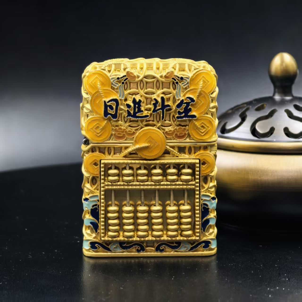 ZORRO佐罗套壳盔甲珐琅彩时来运转日进斗金算盘煤油打火机