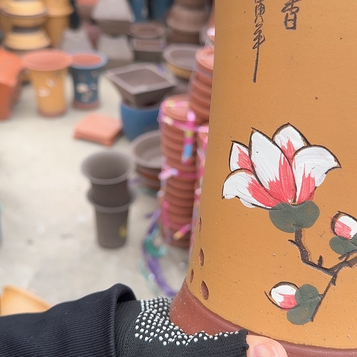 紫砂黄舍得兰花盆小