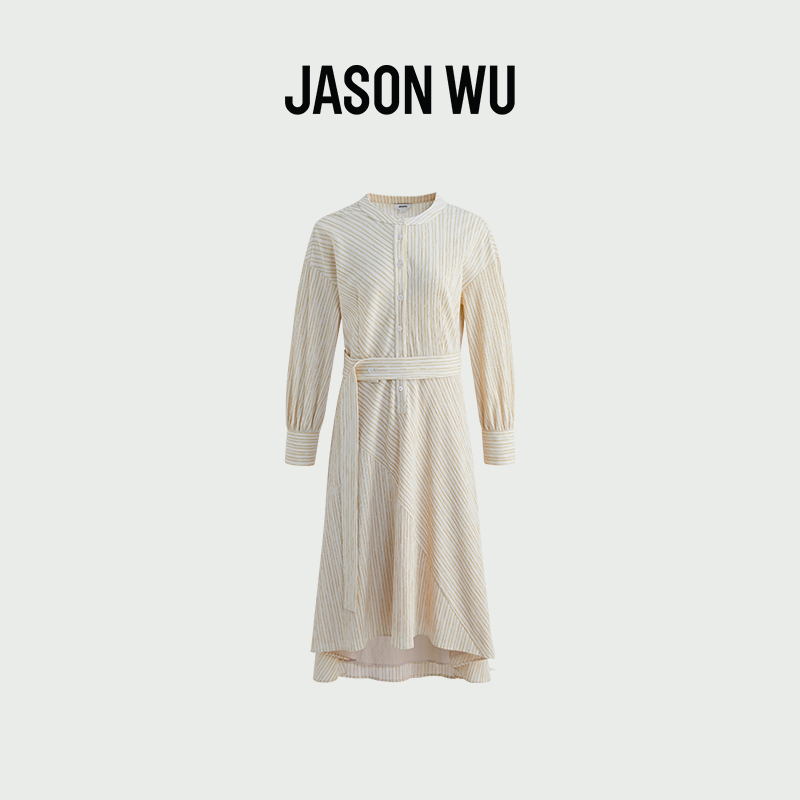 JASON WU夏季新款休闲通勤设计感衬衫式系带连衣裙63JF2312507