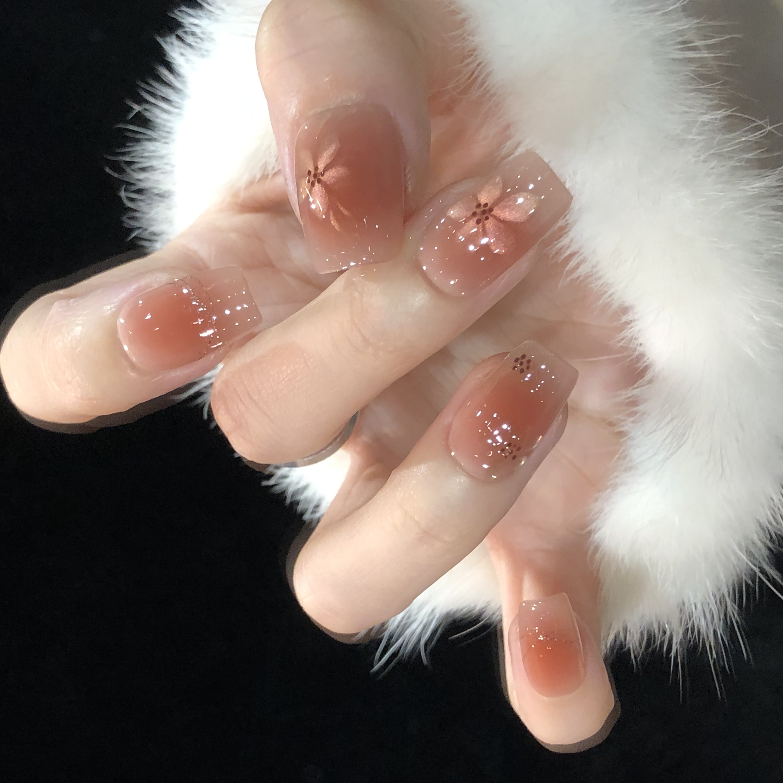 喵公子【蜜柚晶瓣】纯手工穿戴甲可拆卸美甲光疗甲