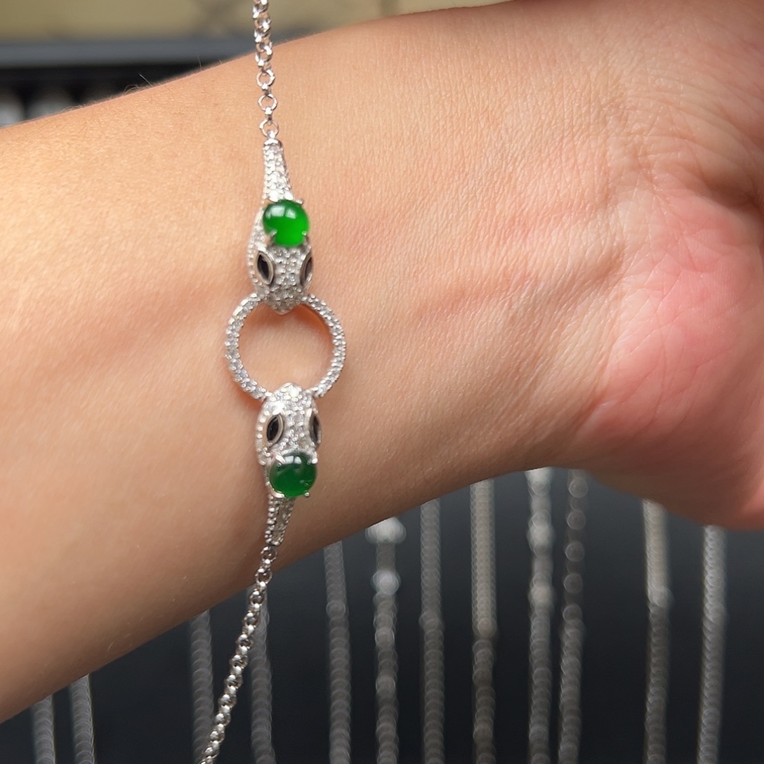 翡翠银S925镶嵌手链