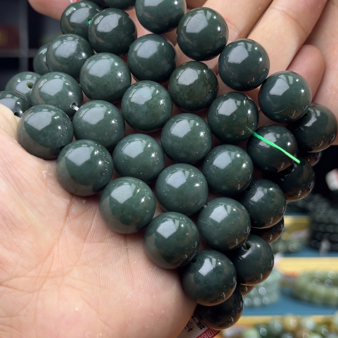 和田玉手串未镶嵌纯天然和田玉新疆且末蓝16多样性发其一