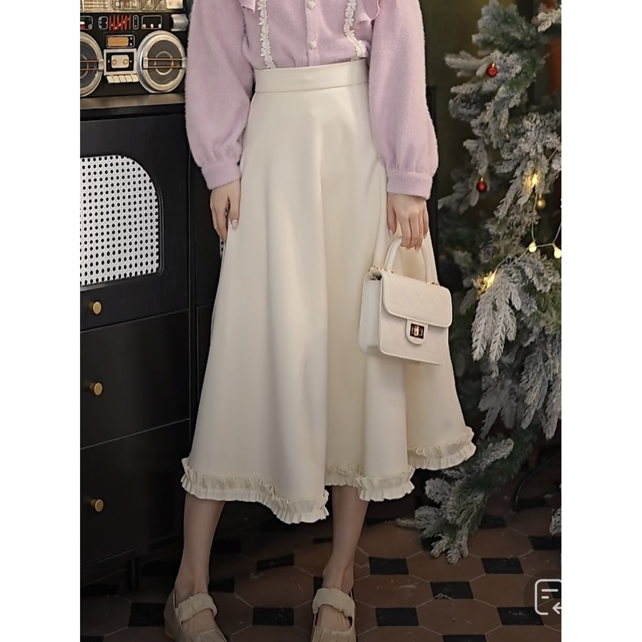 小小港风 24新款秋冬高腰显瘦优雅气质法式复古半身裙#7702