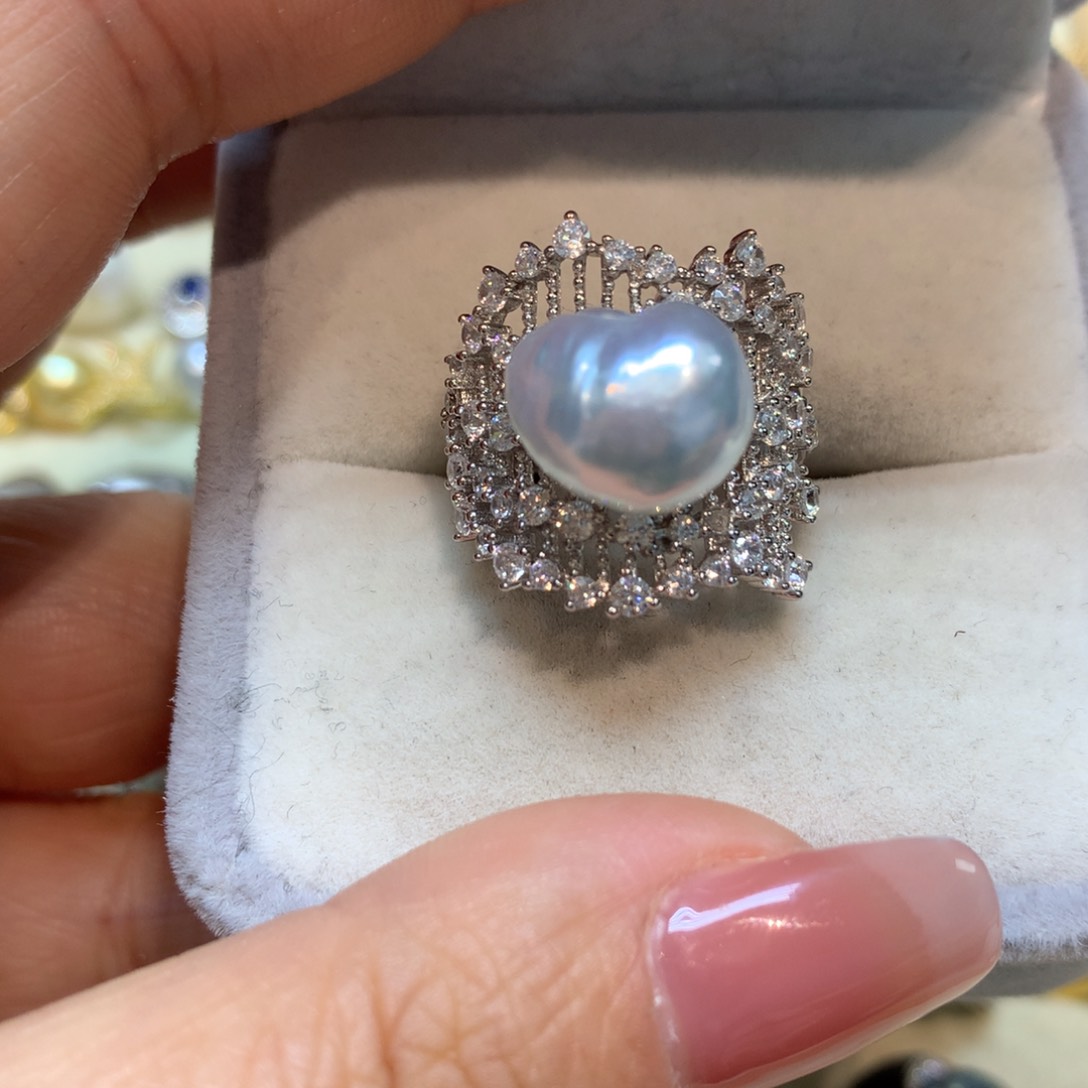 海水珍珠戒指银S925镶嵌