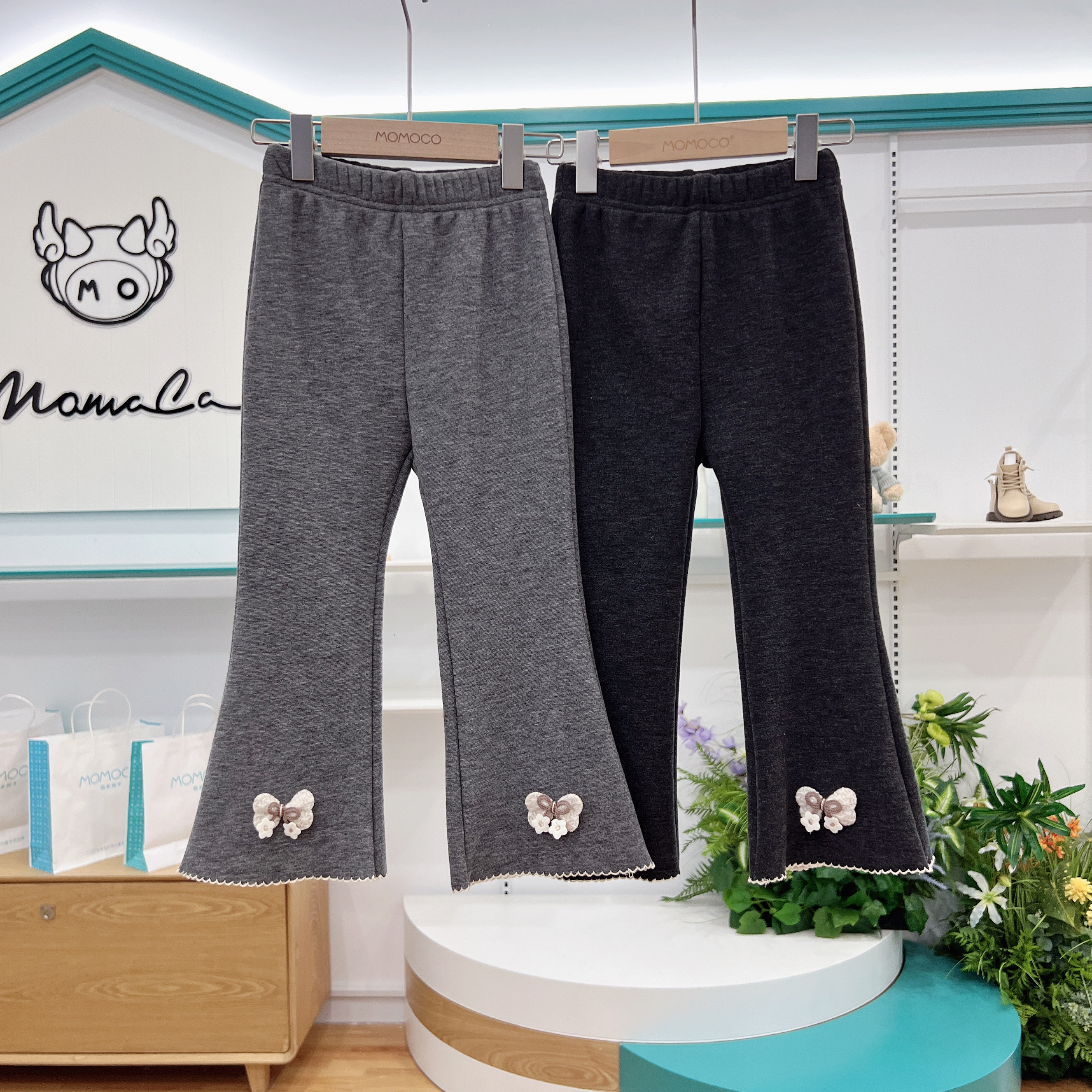 MOMOCO女童冬款儿童新款时尚可爱蝴蝶结微喇裤778830881900
