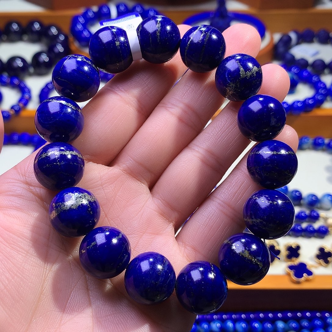 青金石未镶嵌手串14.6m稀有特色腰缠万贯一线金7144