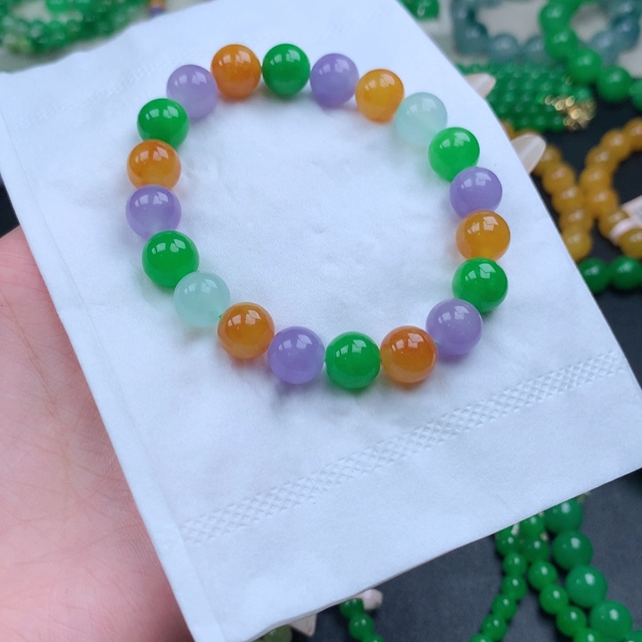 孙***潼缅料卡10多宝色手串