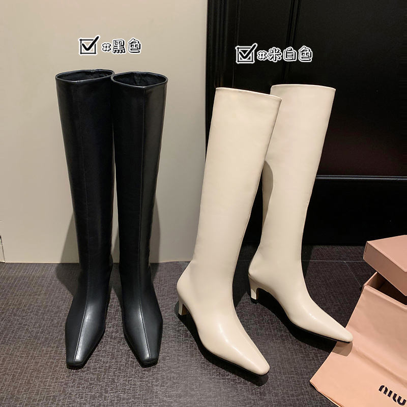 199/断码不加单/莫斯里慵懒调调秋冬新品简约小矮跟高筒长靴