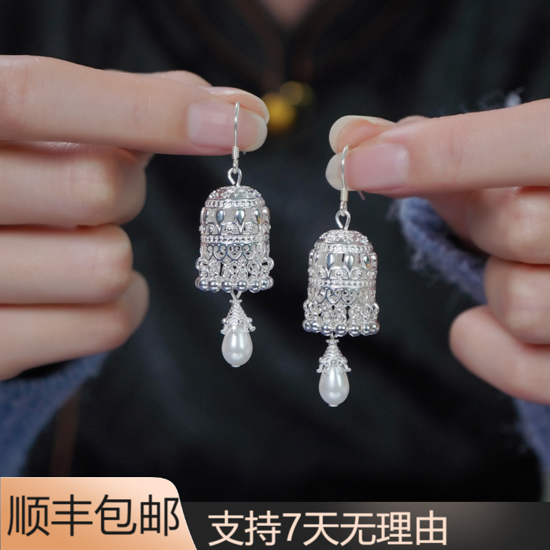 A97气质复古高级独特百搭重工小众民族风银耳钩耳饰