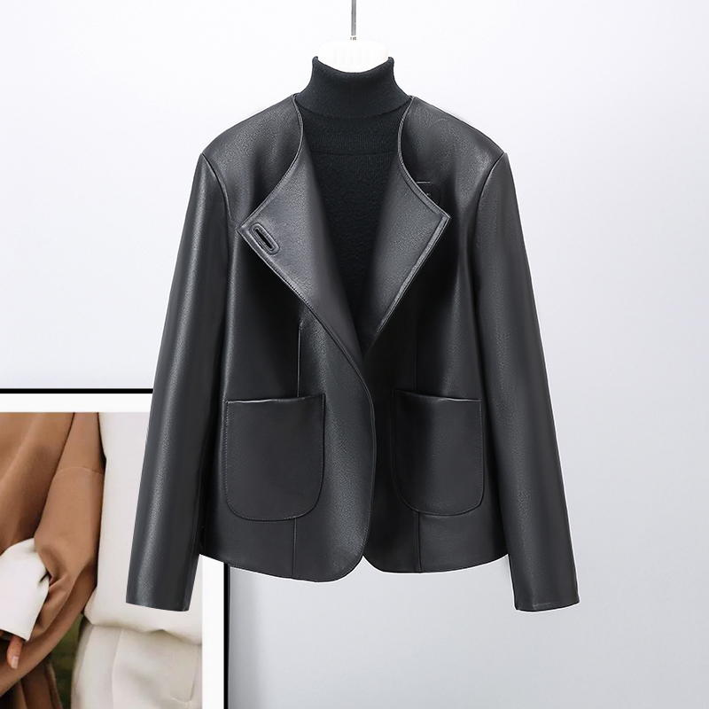 2025春季新款真皮进口山羊皮短款时尚休闲百搭女士皮衣7088