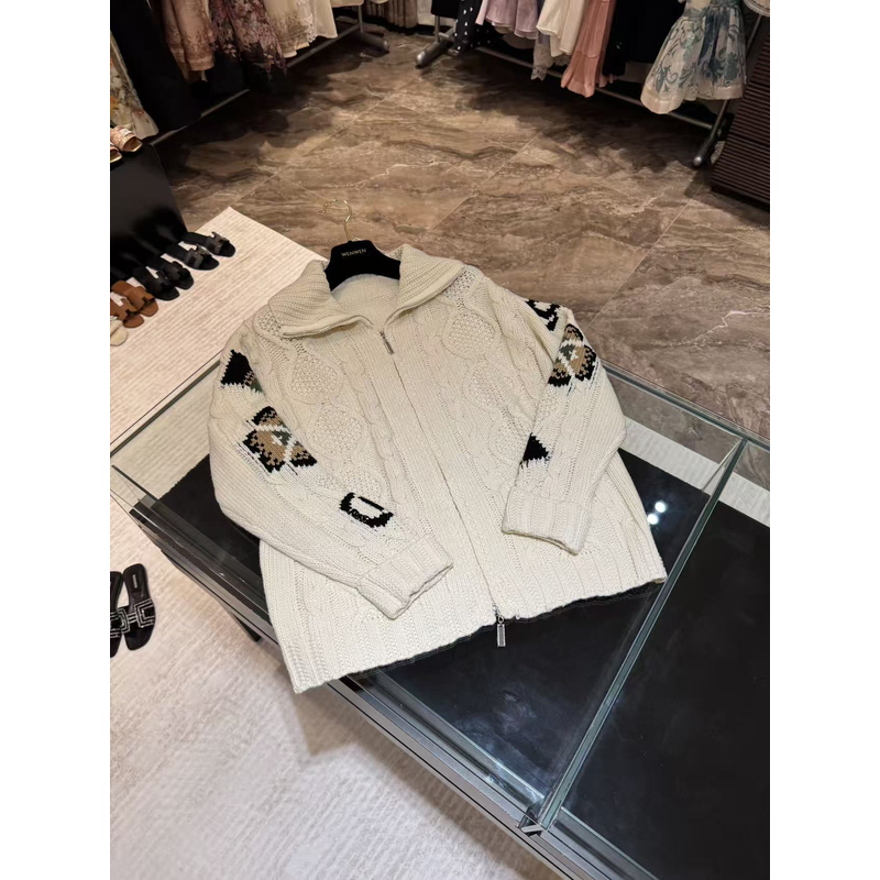 WW2025新款女士时尚白色秋冬开衫毛衣W202061