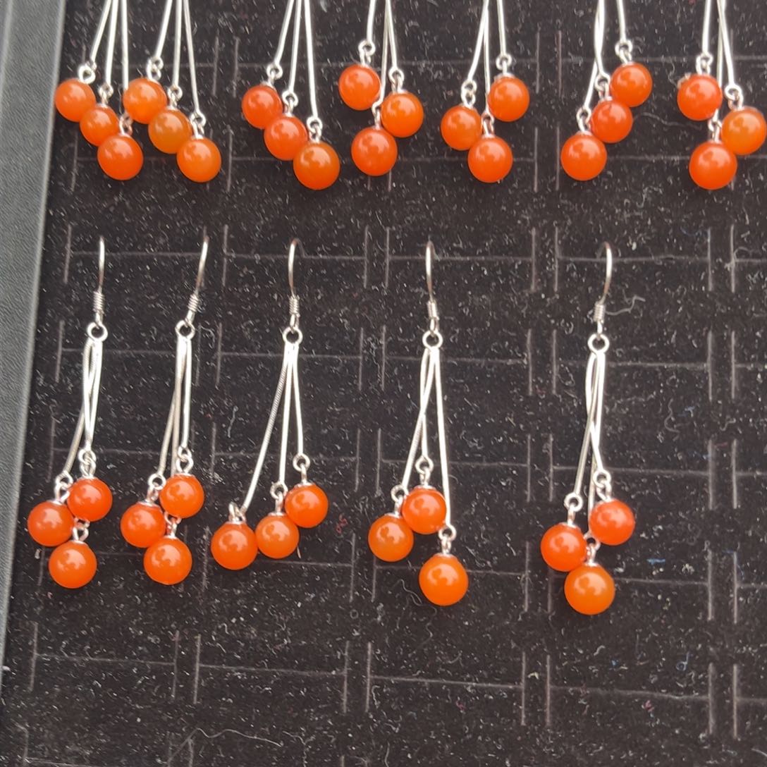 南红玛瑙颈饰银S925镶嵌保山南红耳环多样性发货（拍一发一）