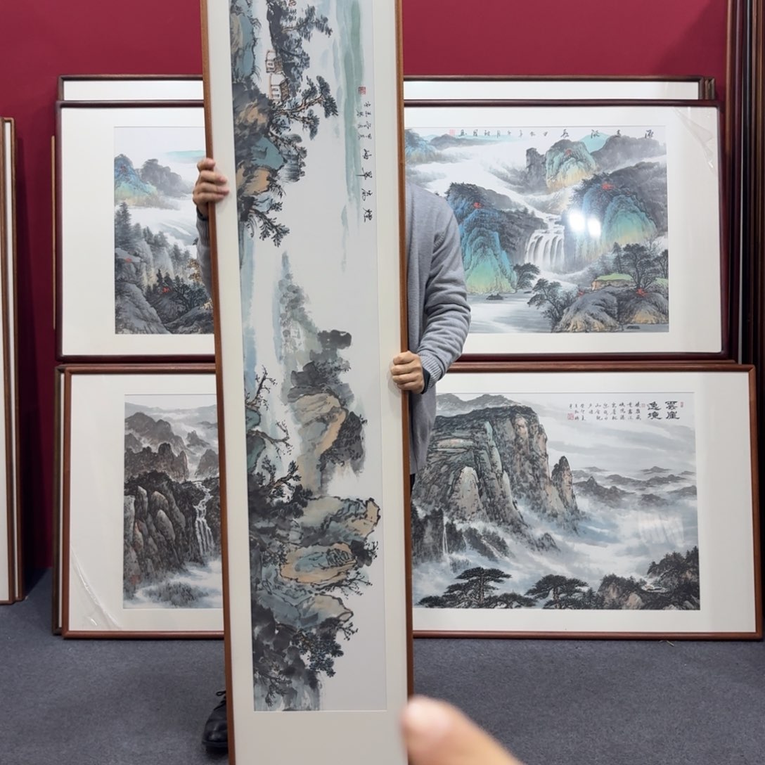 国画手绘作品带框