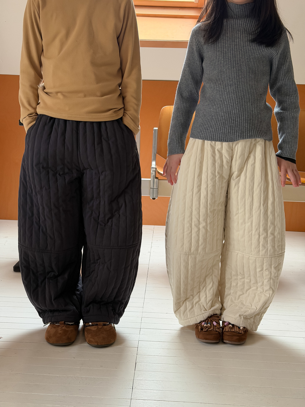 童裤2025冬季男女童韩版纯色竖条加棉加厚弯刀裤儿童休闲保暖裤子