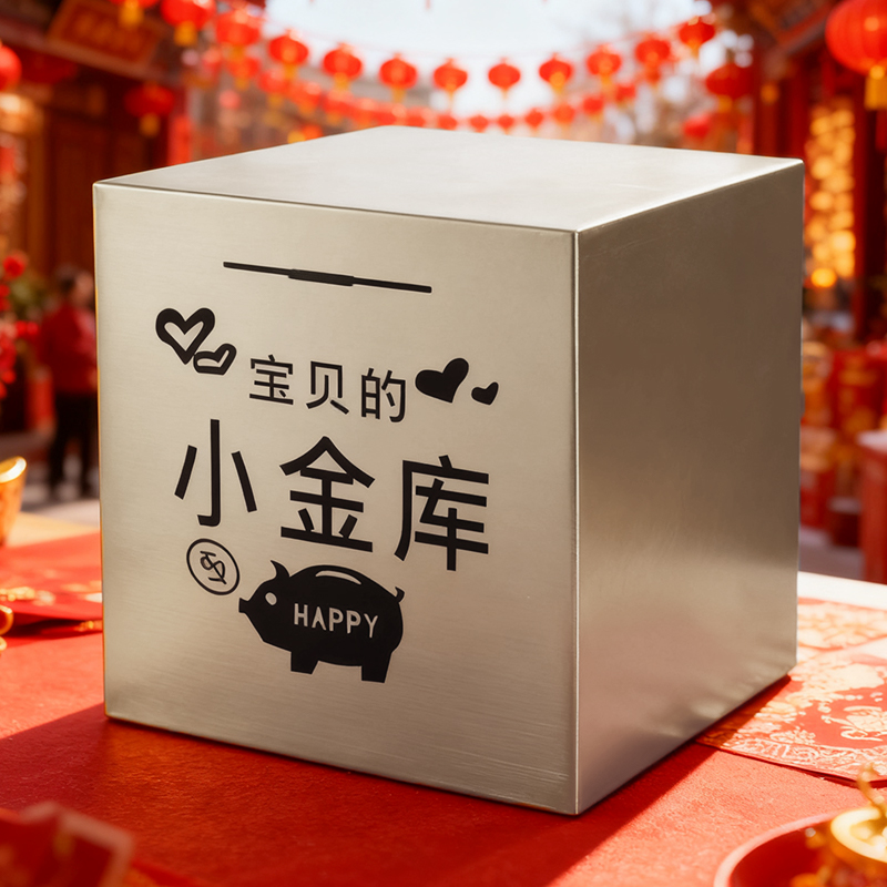 不锈钢存钱罐女孩只进不出儿童防摔不烂成年大人储蓄罐生日礼物