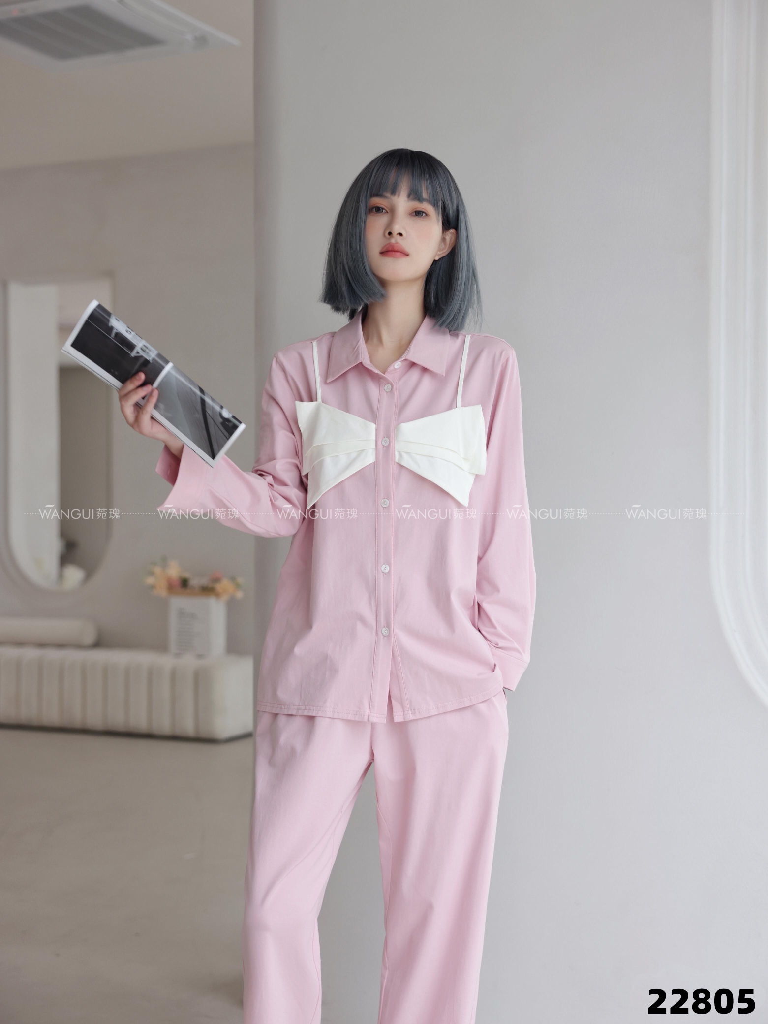 WG正品韩版长袖睡衣女士纯棉春秋冬季休闲可外穿高档家居服套装