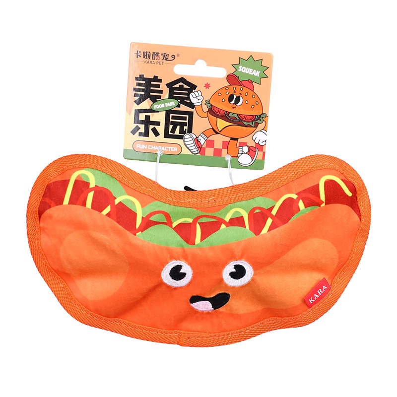 狗狗玩具耐咬磨牙自嗨解闷发声仿真汉堡薯条宠物玩具