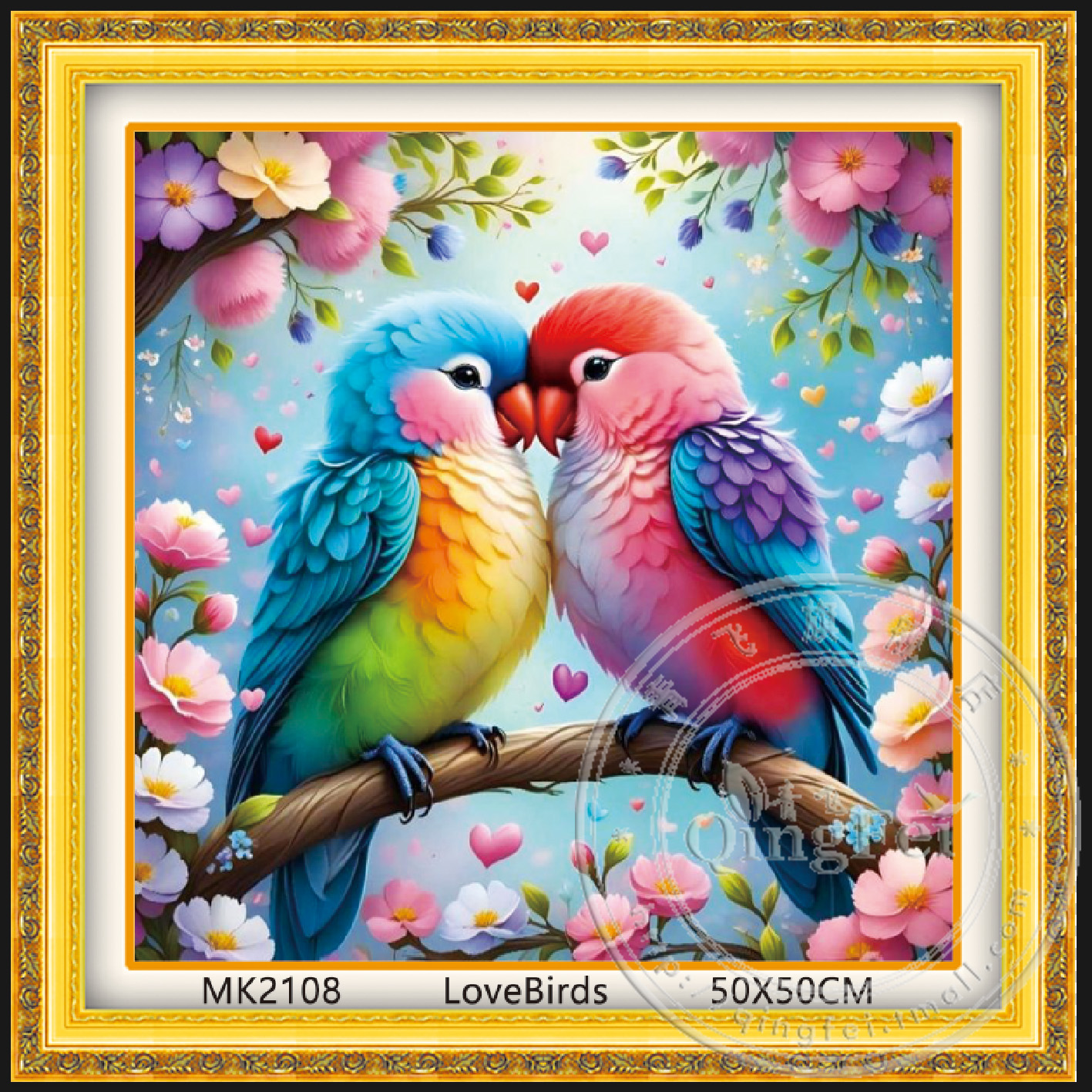 青飞精准印布Love Brids 十字绣情侣鹦鹉十字绣现代简约客厅挂画