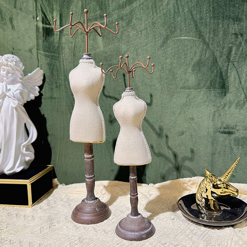 首饰展示架 创意轻奢复古风木质简约首饰架项链戒指手镯收纳架