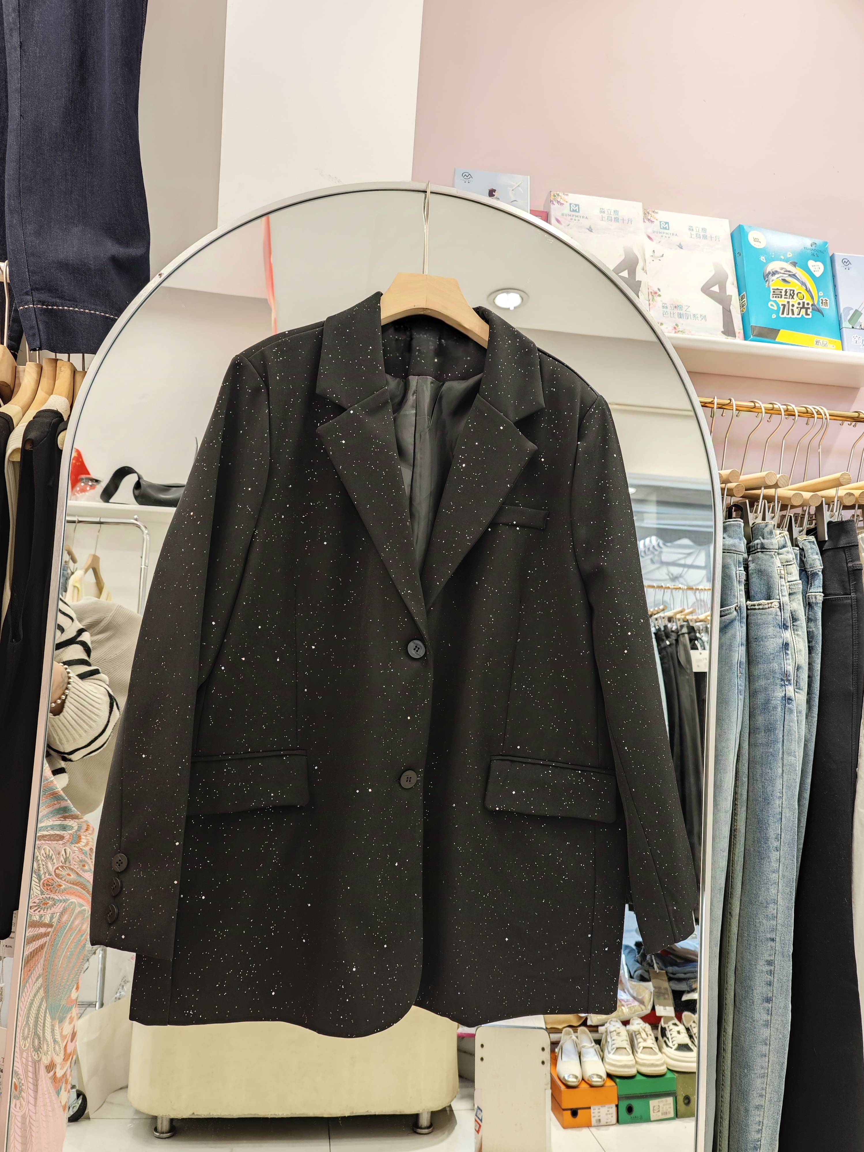 71款春季新款大码西装休闲时尚亮片外套