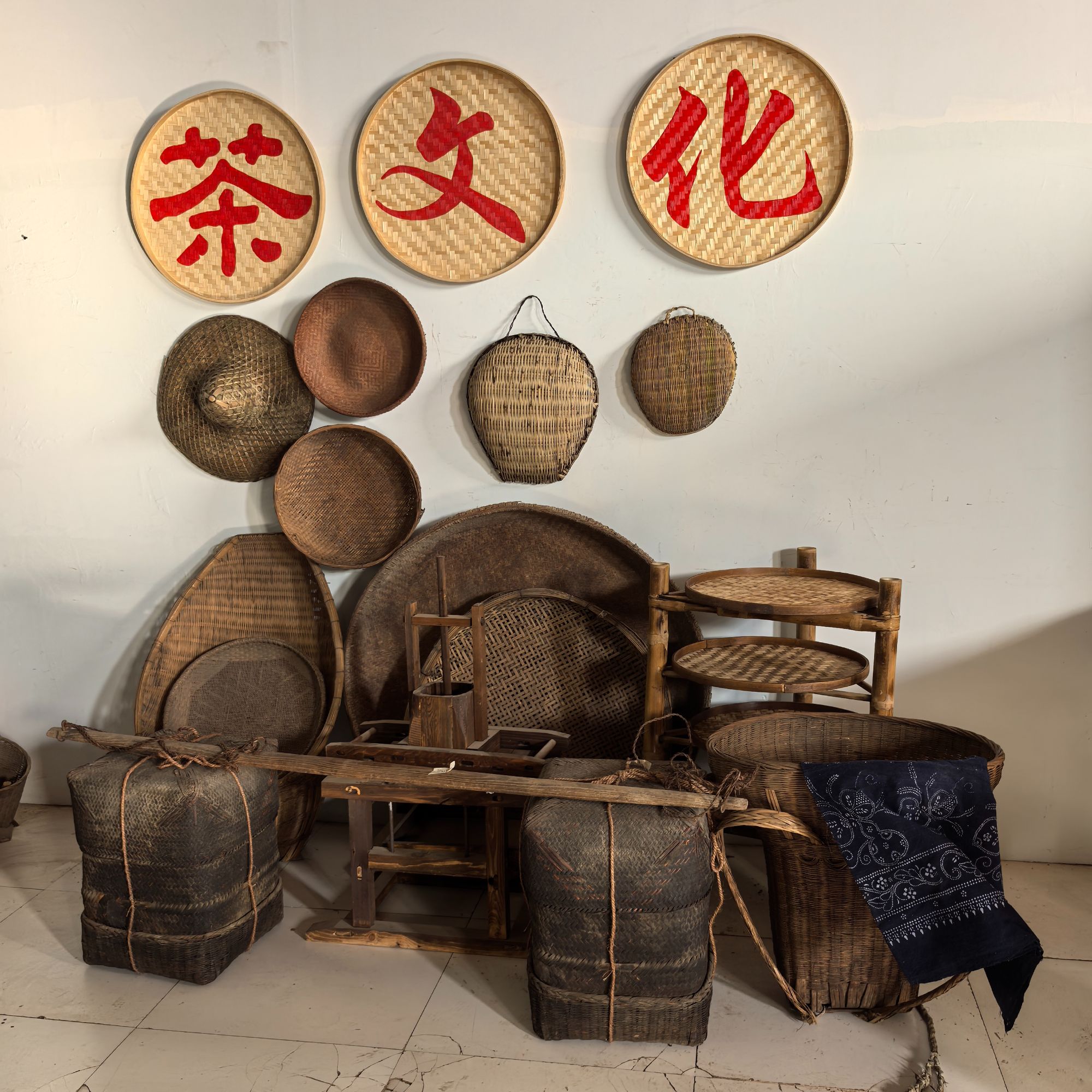 民俗老物件手工茶叶工具摆件复古怀旧茶叶工具组合装饰道具