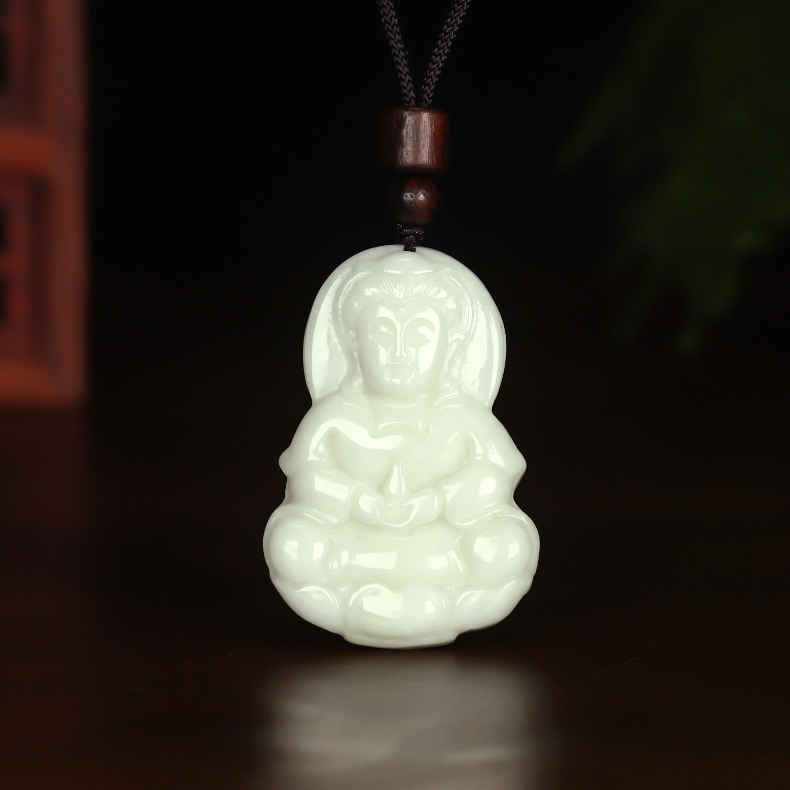 西安蓝田玉观音吊坠男士大气挂件天然玉石精品礼物