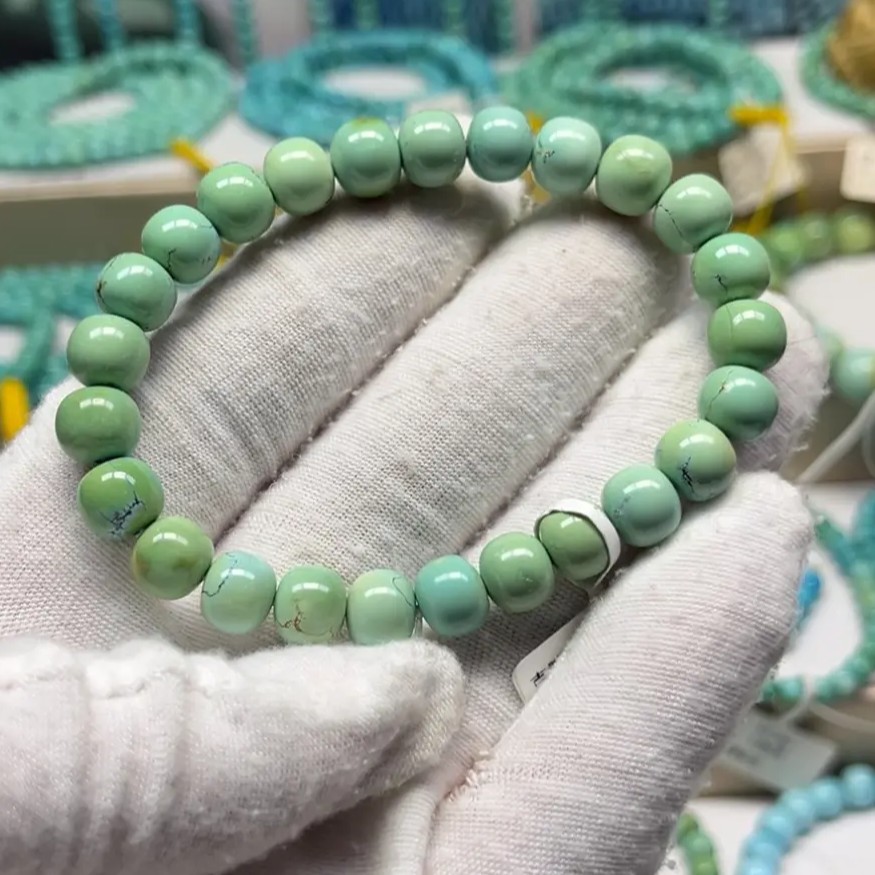 原矿绿松石老型单圈手串