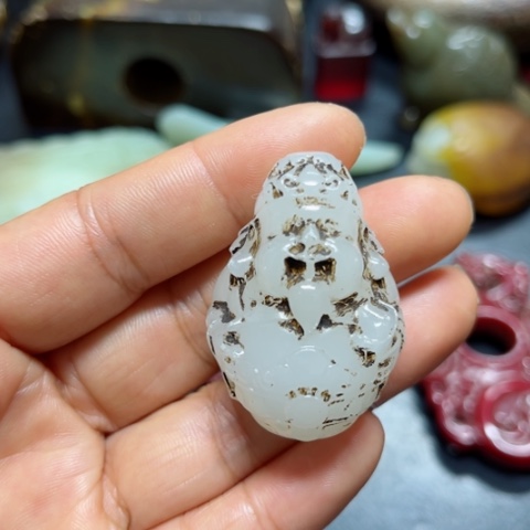 吊坠白玉菩提把件