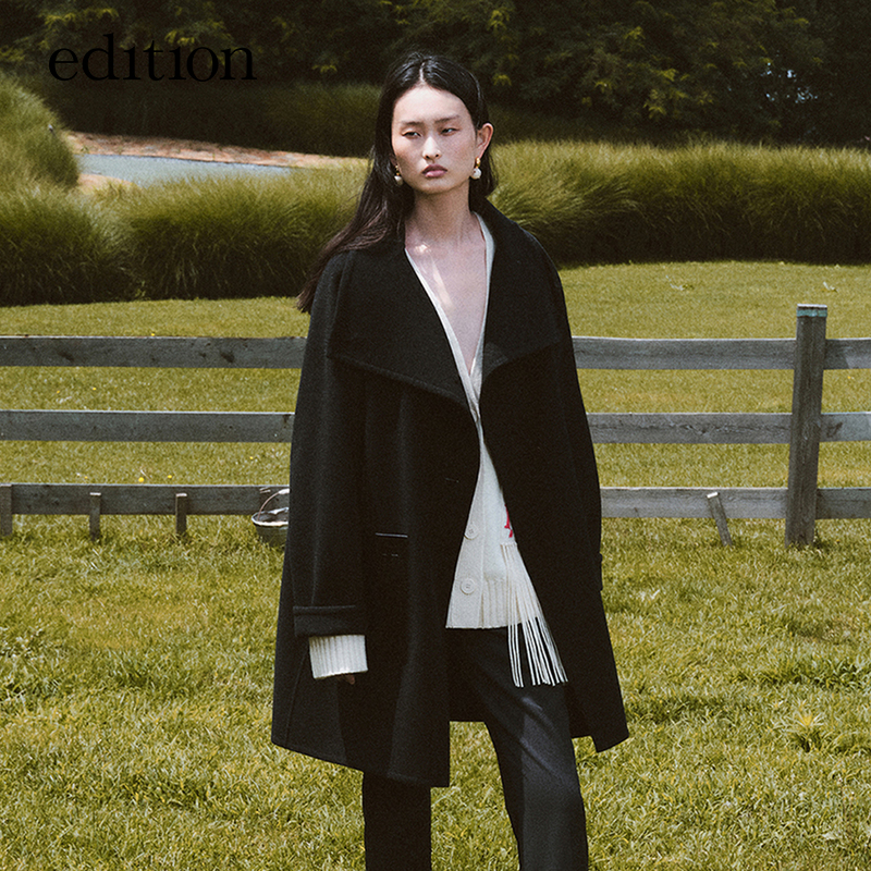 【贤哥专享】edition大翻领毛呢大衣双面绵羊毛外套#EBB3OVCT03