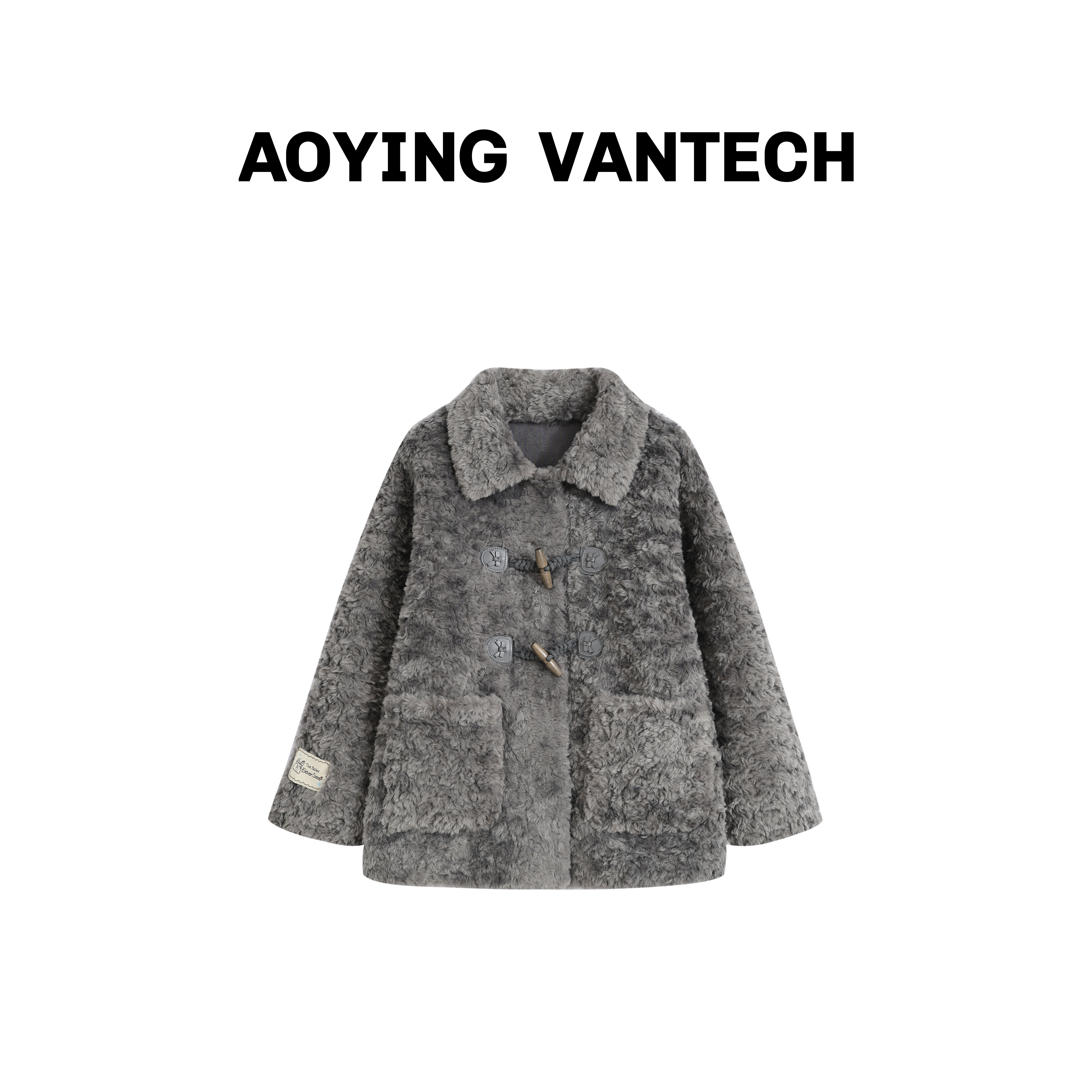 AOYING VANTECH【甜酷双生】高级感心动灰外套羊羔毛绒牛角扣上衣