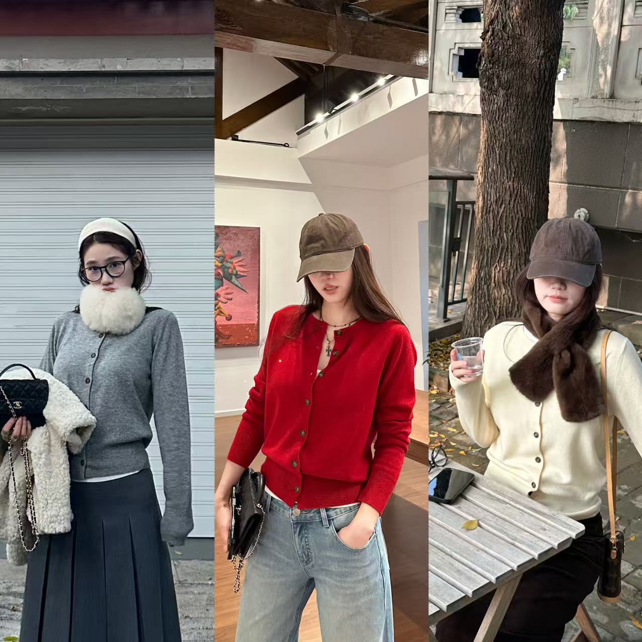 LA 精纺 100%羊毛 极简百搭三色毛衣开衫 33003