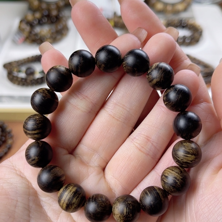 沉香手串越南芽庄白奇楠沉香瘤疤虎斑纹1.2