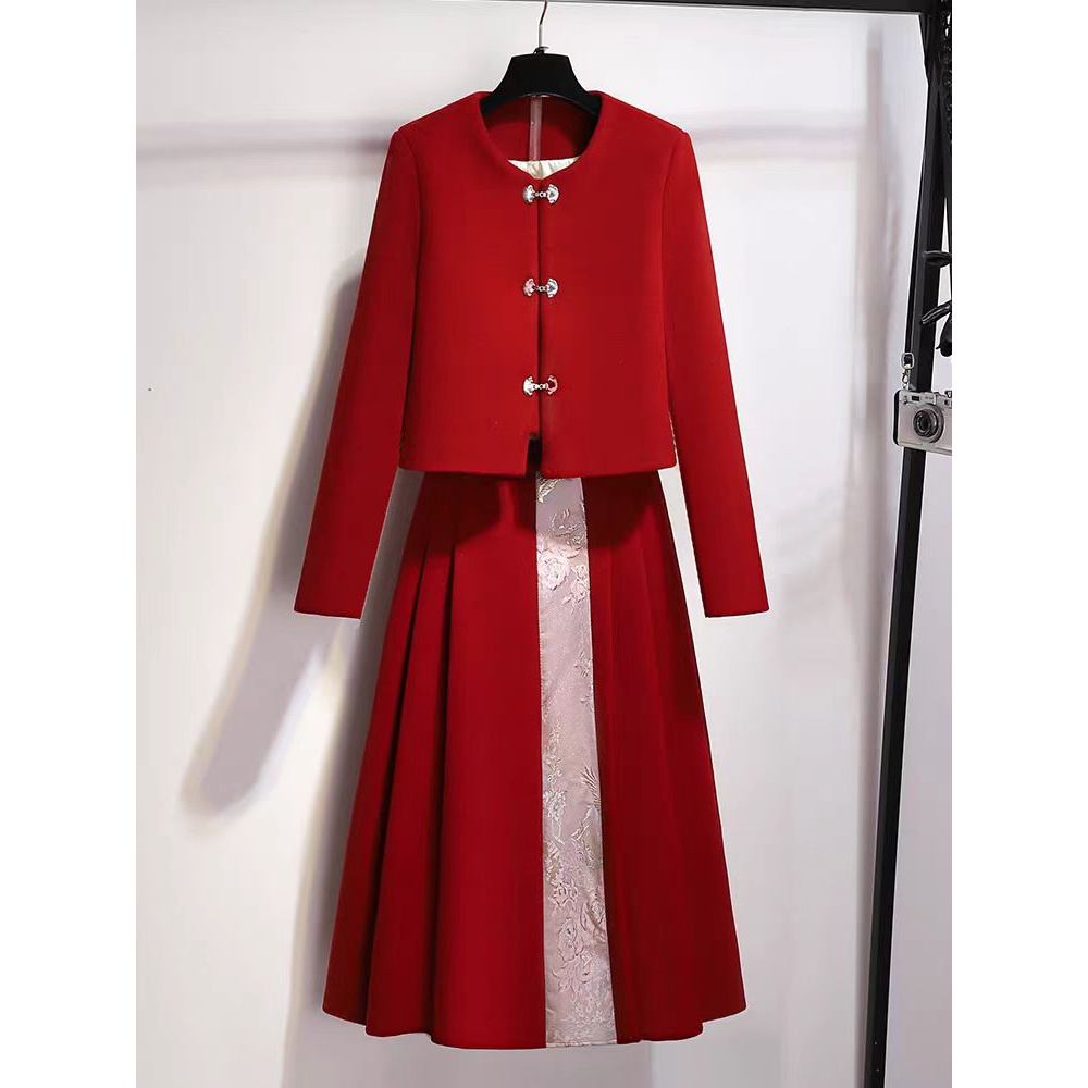 A155745 秋冬新中式设计师新款两件套裙 a25