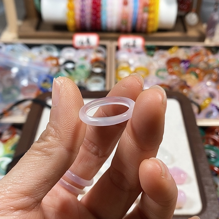 玛瑙/玉髓戒指未镶嵌爱***粉