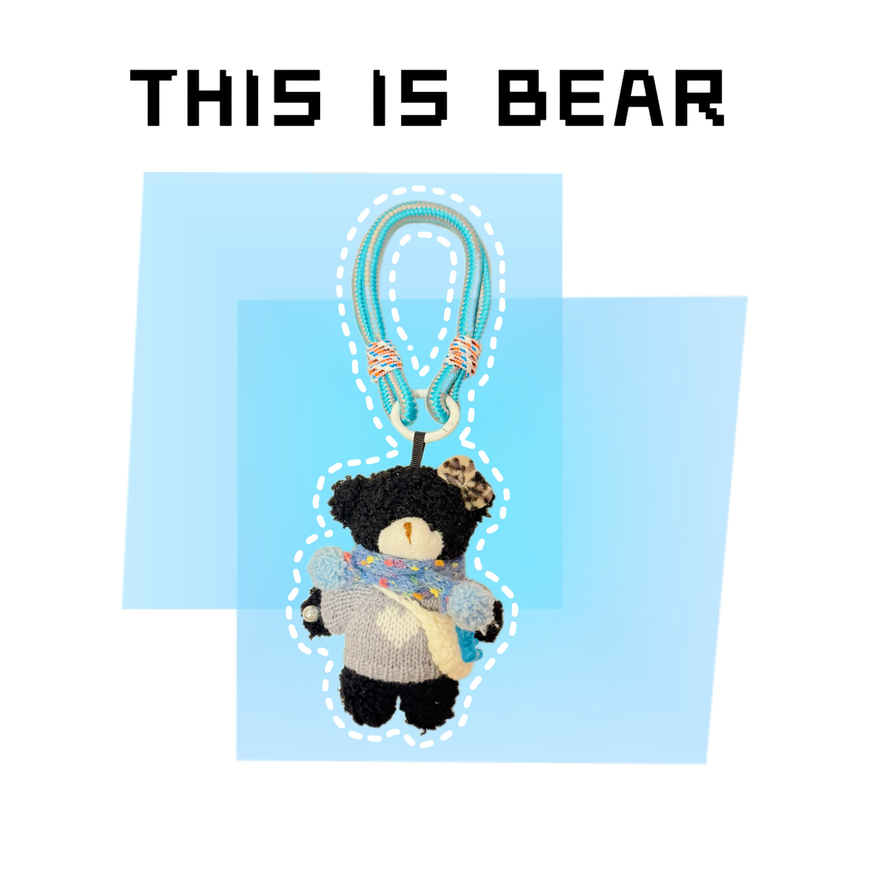 This is Bear•设计师原创包包挂件/手机挂饰/车挂/蓝围巾小熊A068