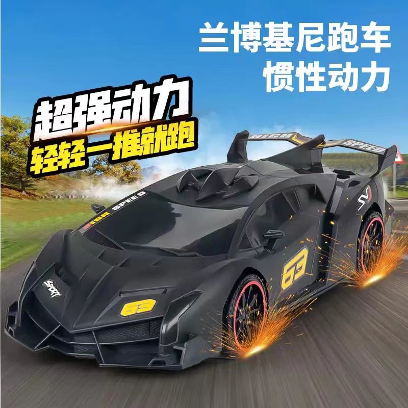 【P】37厘米惯性黑色大号赛车益智玩具生日礼物（不带黑色展示板）