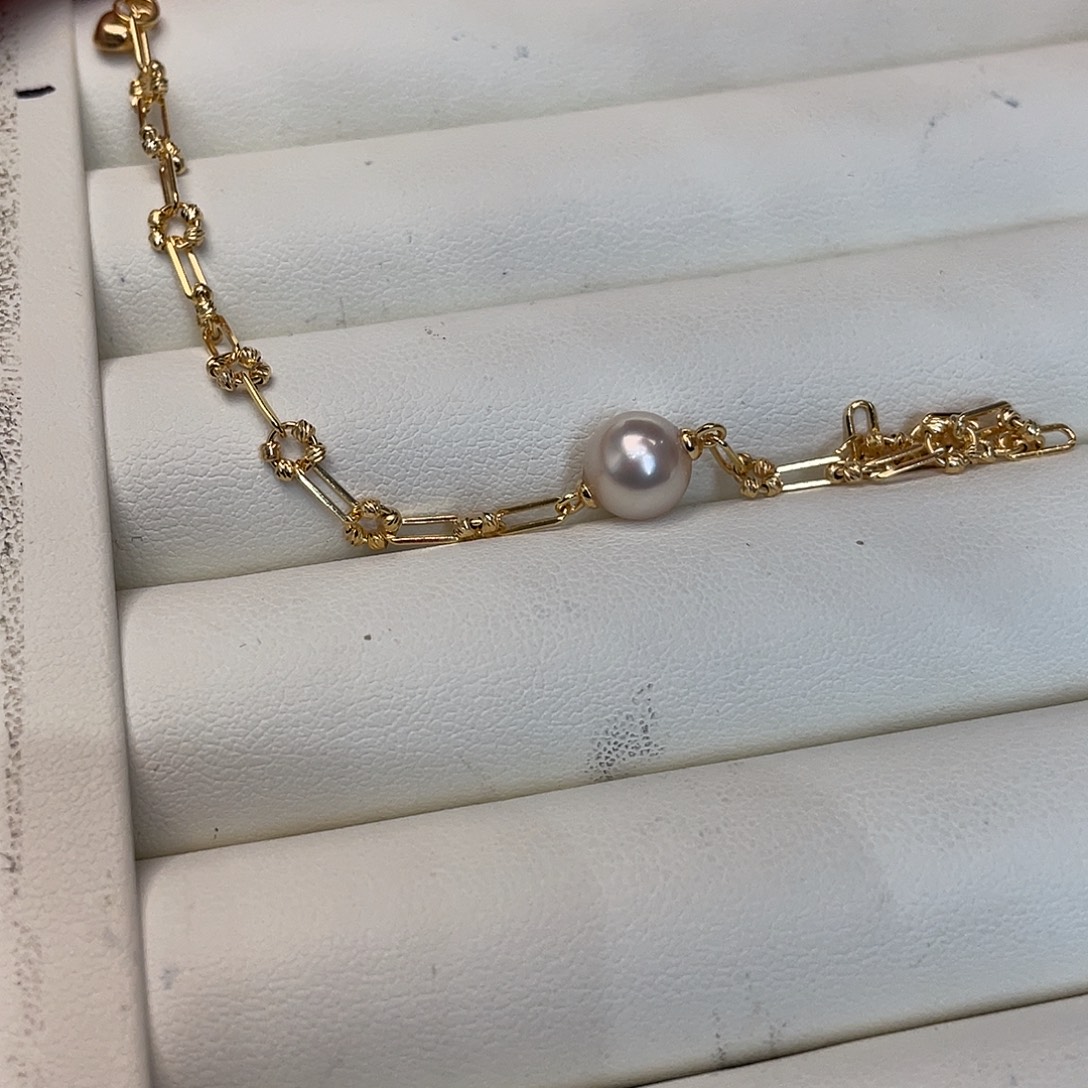 银S925镶嵌海水珍珠手绳