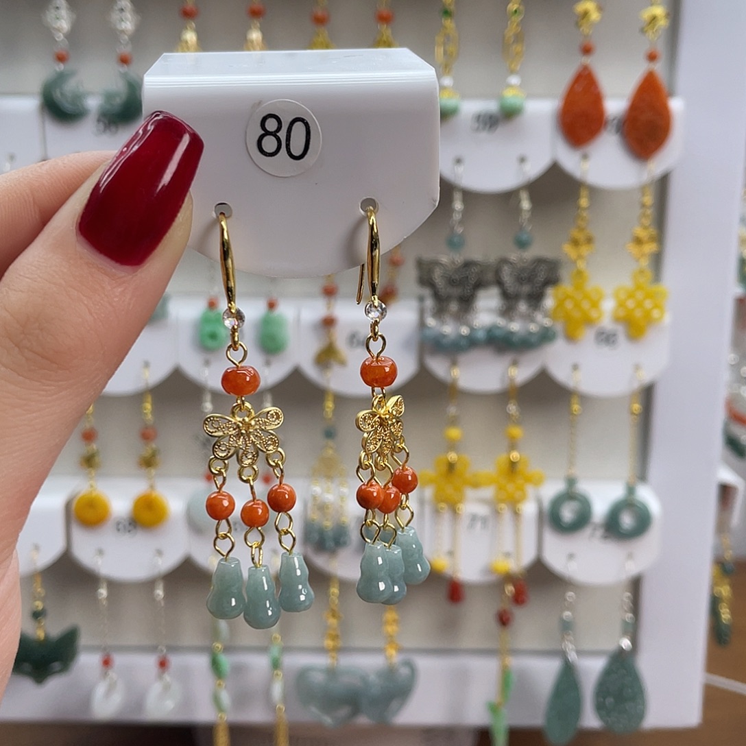 翡翠未镶嵌耳饰80