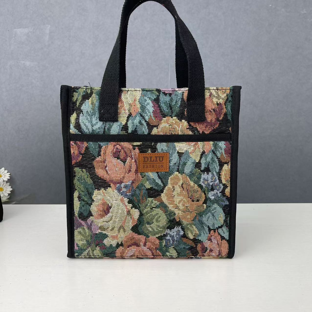  上新复古大容量饭盒包手提款外出游玩便携餐包饭盒袋妈咪包176