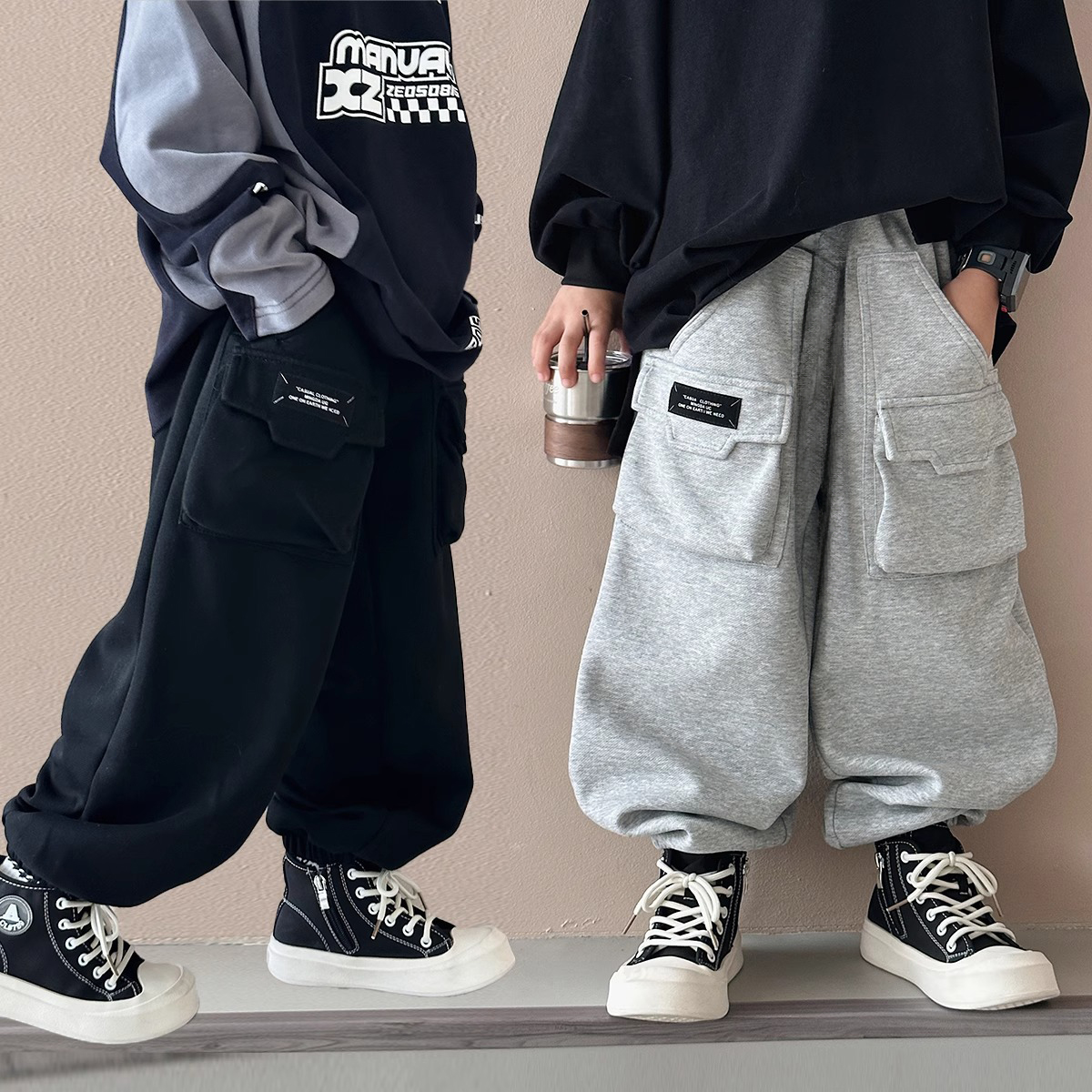 男童裤子运动长裤春秋款2025新款儿童春装中大童春季痞帅宽松卫裤