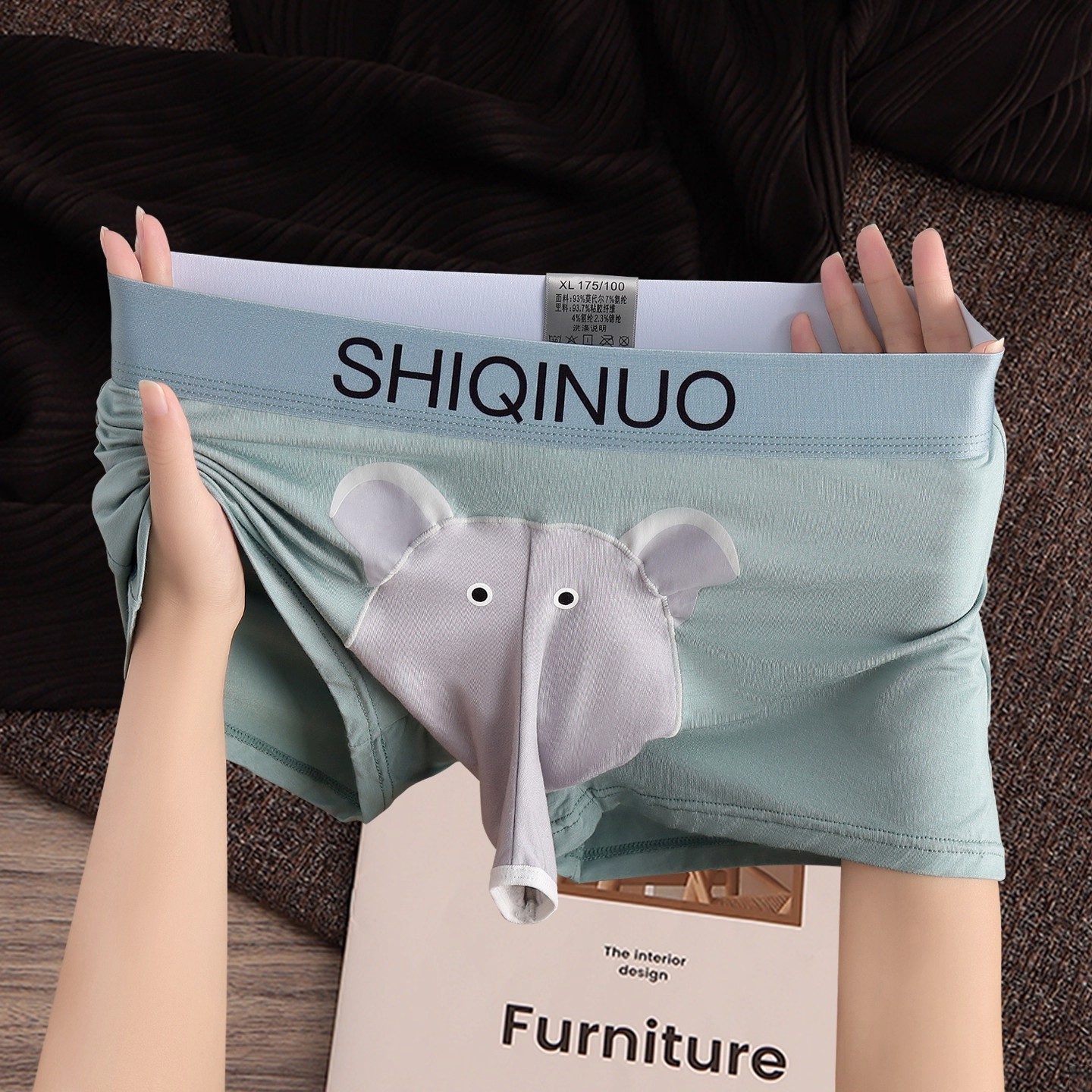 新款性感大象鼻子开口男士四角内裤舒适亲肤透气男款平角短裤衩