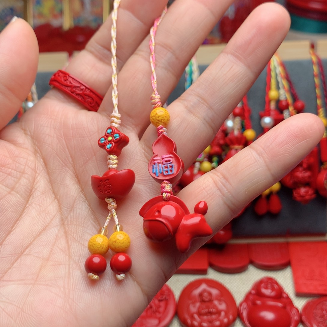 天然辰砂工艺品朱砂手机坠