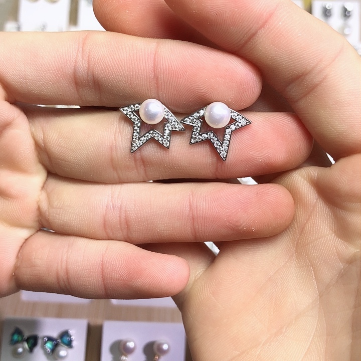 淡水珍珠耳饰银S925镶嵌