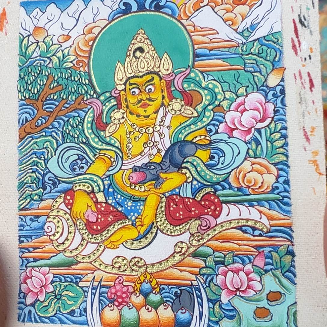 吊坠纯手绘唐卡黄财