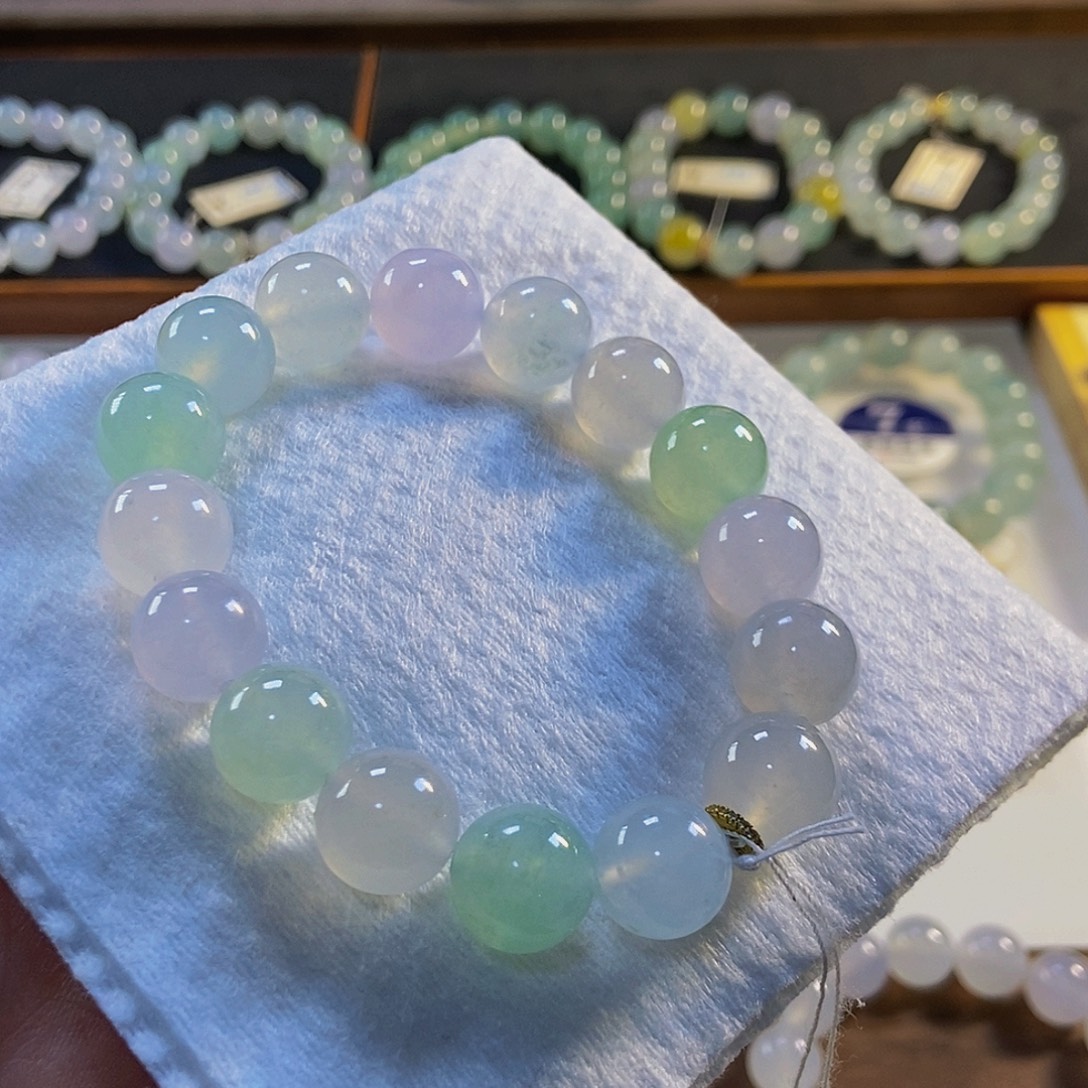 定制翡翠未镶嵌翡翠手串卡12+