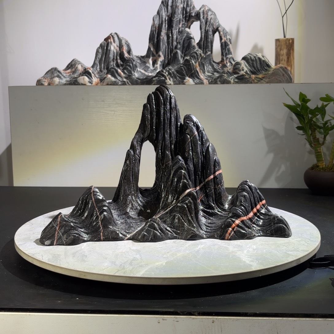 顺***）灵璧山峰石鱼缸造景