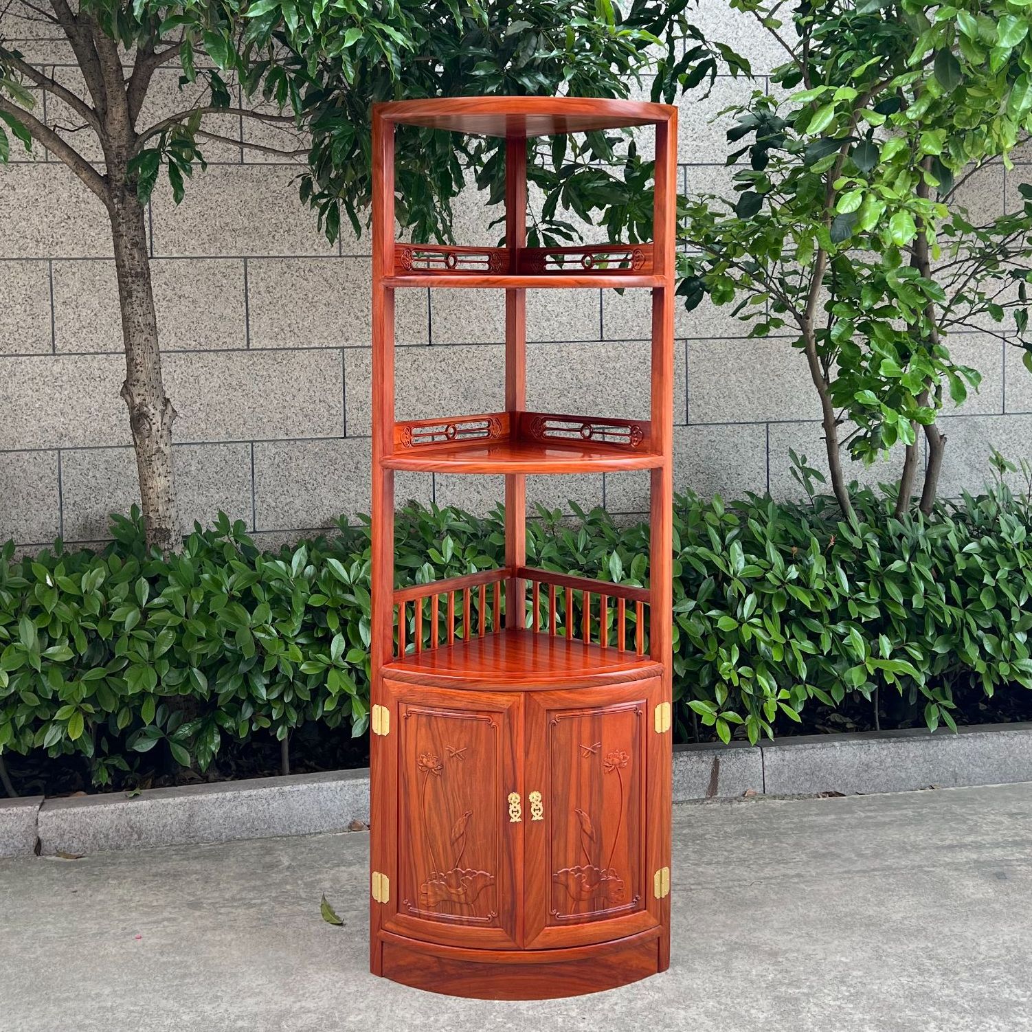 花梨木三角柜中式转角柜酒柜实木大角柜实用家居好物客厅落地家用