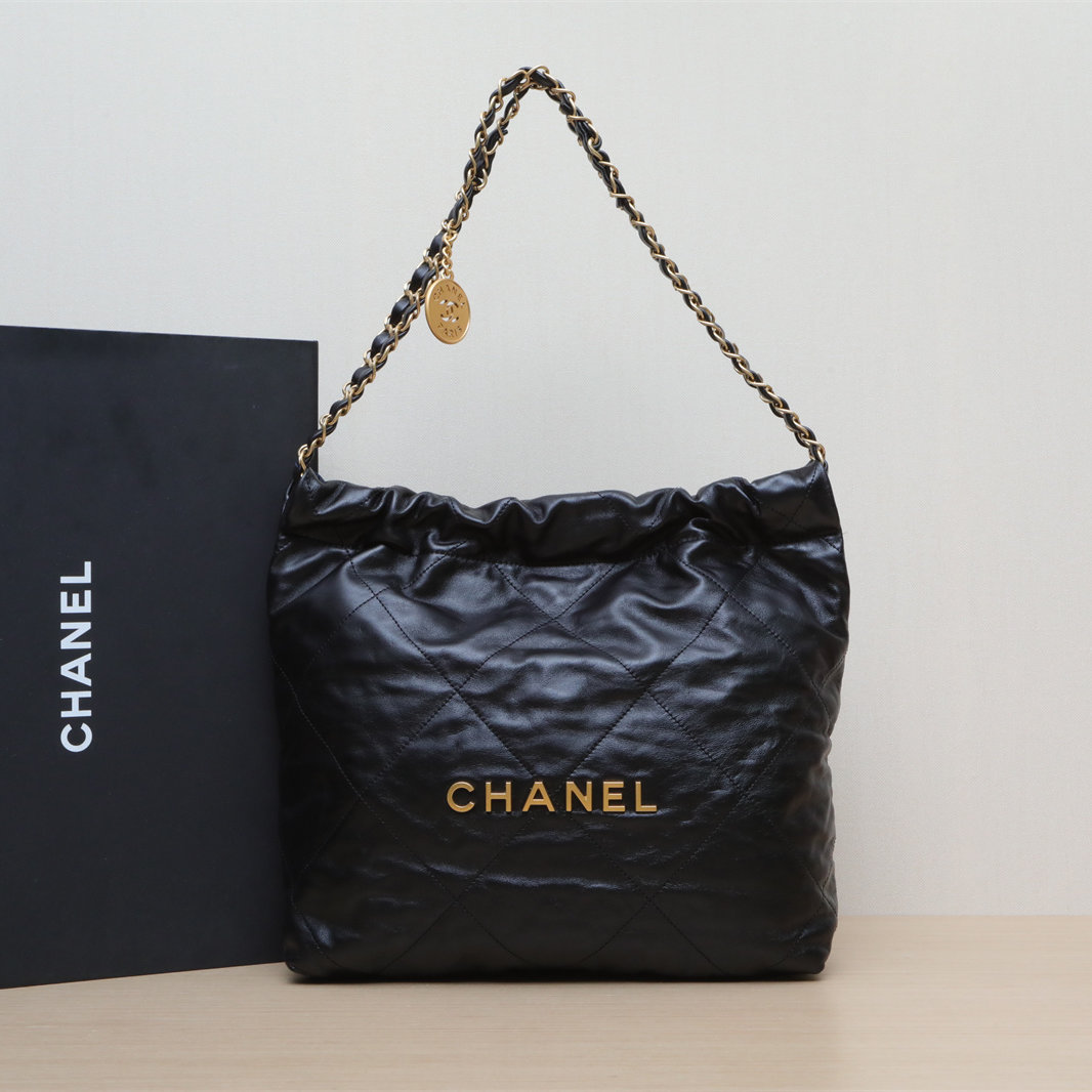 95新 Chanel/香奈儿 小花Jerry22Bag Tote托特包 小号 黑色 金扣