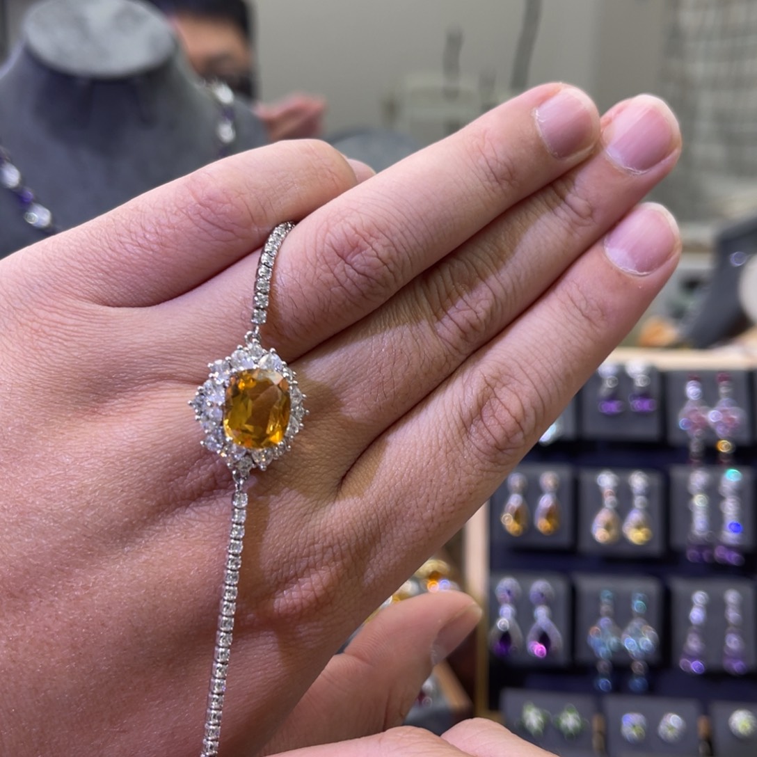 黄晶手链银S925镶嵌……