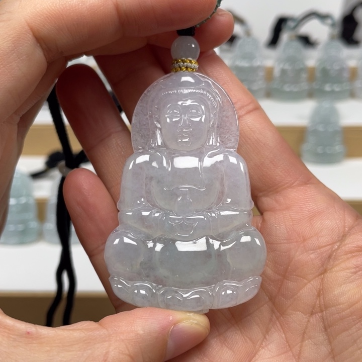 翡翠未镶嵌颈饰天然缅甸翡翠A货观音61号